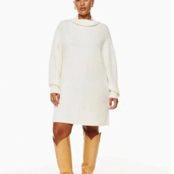 NWT Aritzia Wilfred Montpellier Sweater Dress mock neck Italian wool cream sz XL - Picture 1 of 15
